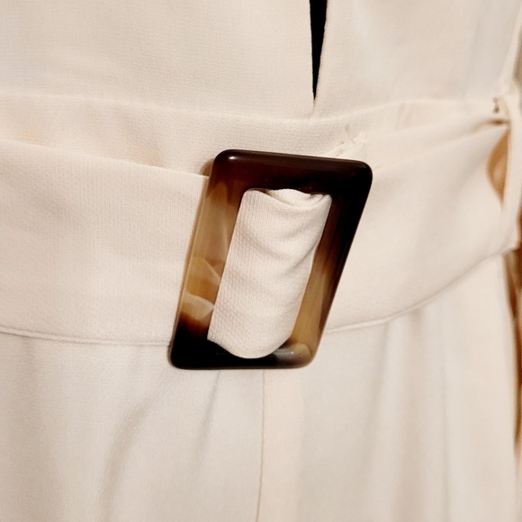 🧚‍♂️HOST PICK NWT Tailored Belted Deep V Neck Wideleg Jumpsuit in Cream Sz 10 - Picture 8 of 15